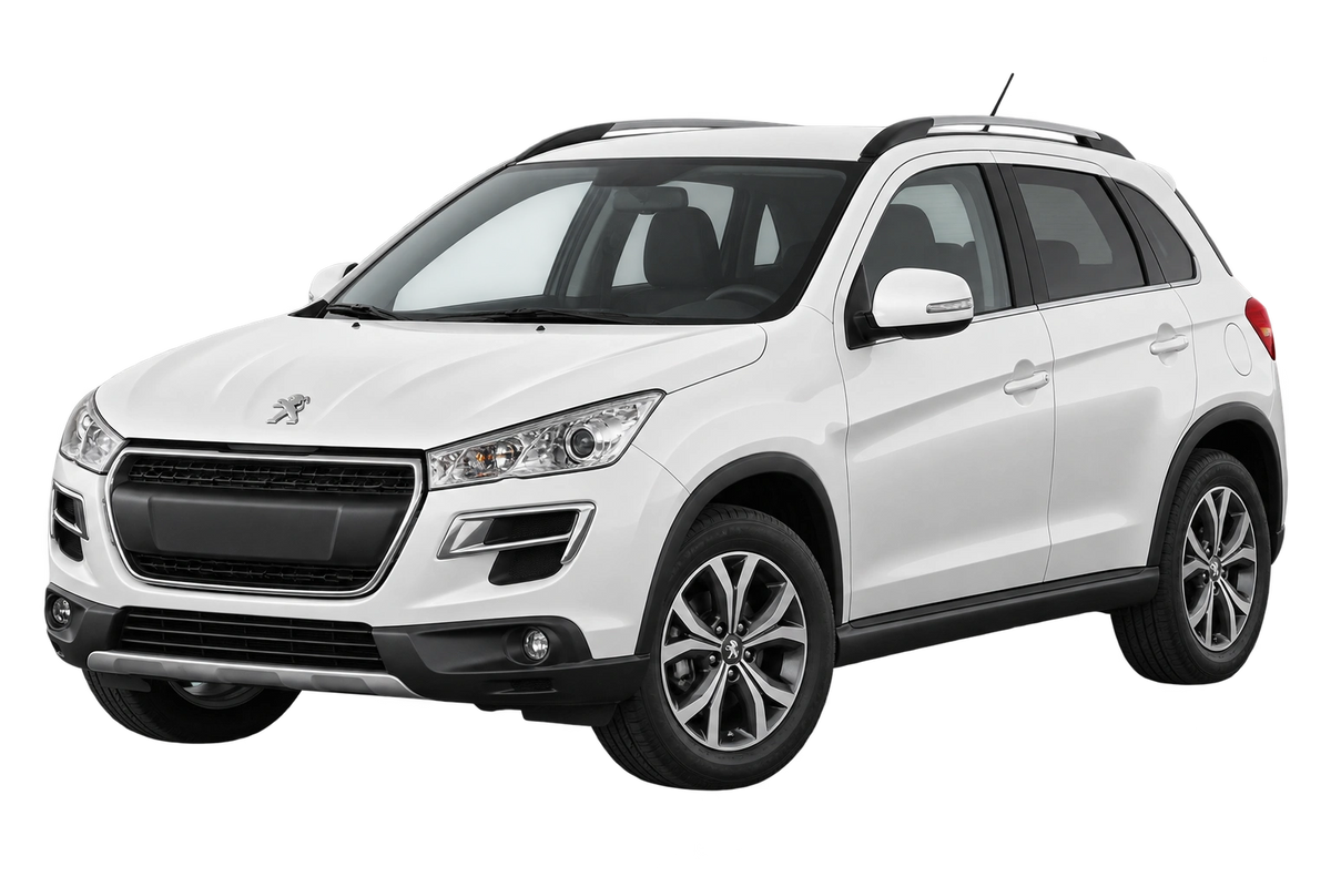 Witte Peugeot 4008 B, schuin van voren