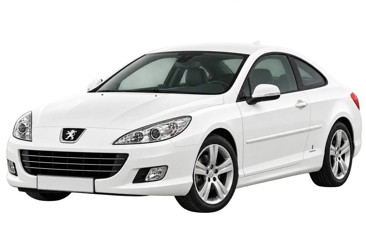 Witte Peugeot 407 6*...*; 6*****; 6 407 Coupe, schuin van voren