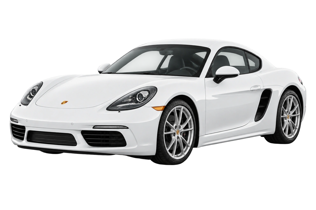 Witte Porsche Cayman 982 718 Cayman - 220 kW / Cayman S - 257 kW, schuin van voren