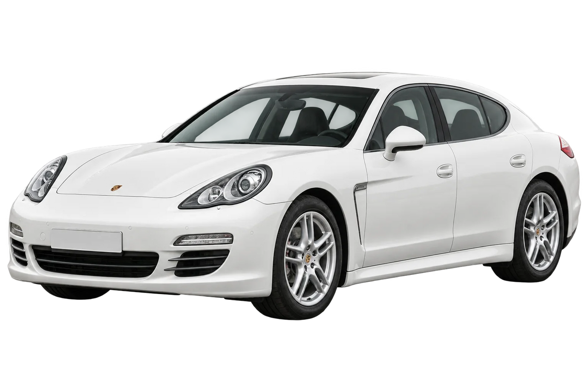 Witte Porsche Panamera 970, -N, -H, -HN, schuin van voren