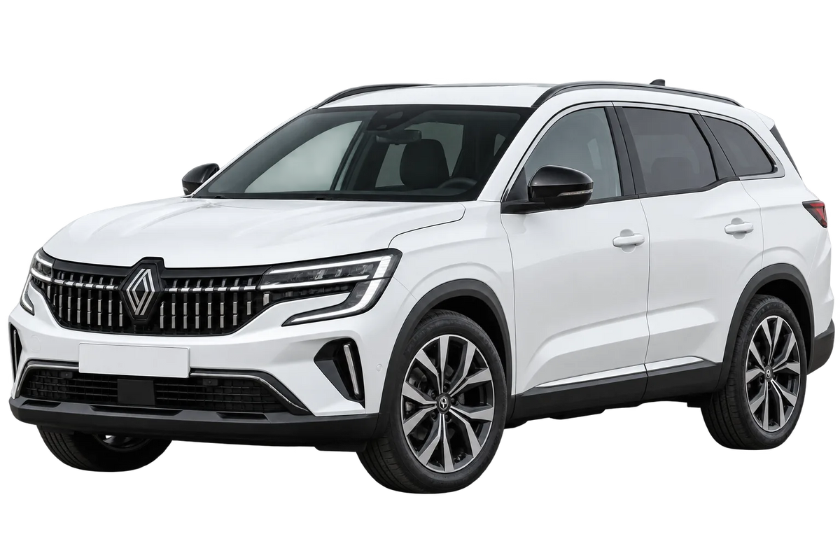 Witte Renault Espace RHN Full Hybrid, schuin van voren