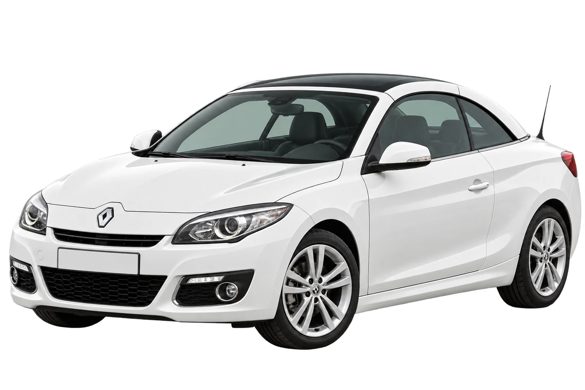 Witte Renault Megane Z Cabriolet, schuin van voren