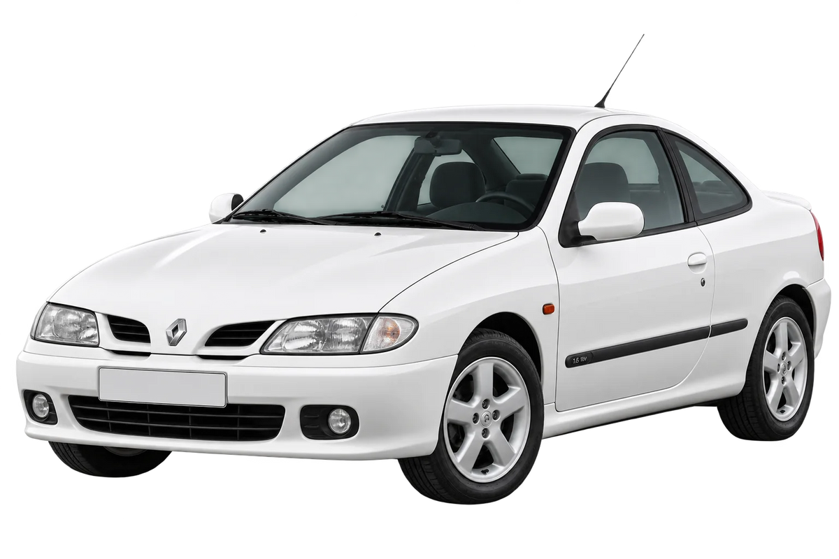 Witte Renault Megane DA Coupé, schuin van voren