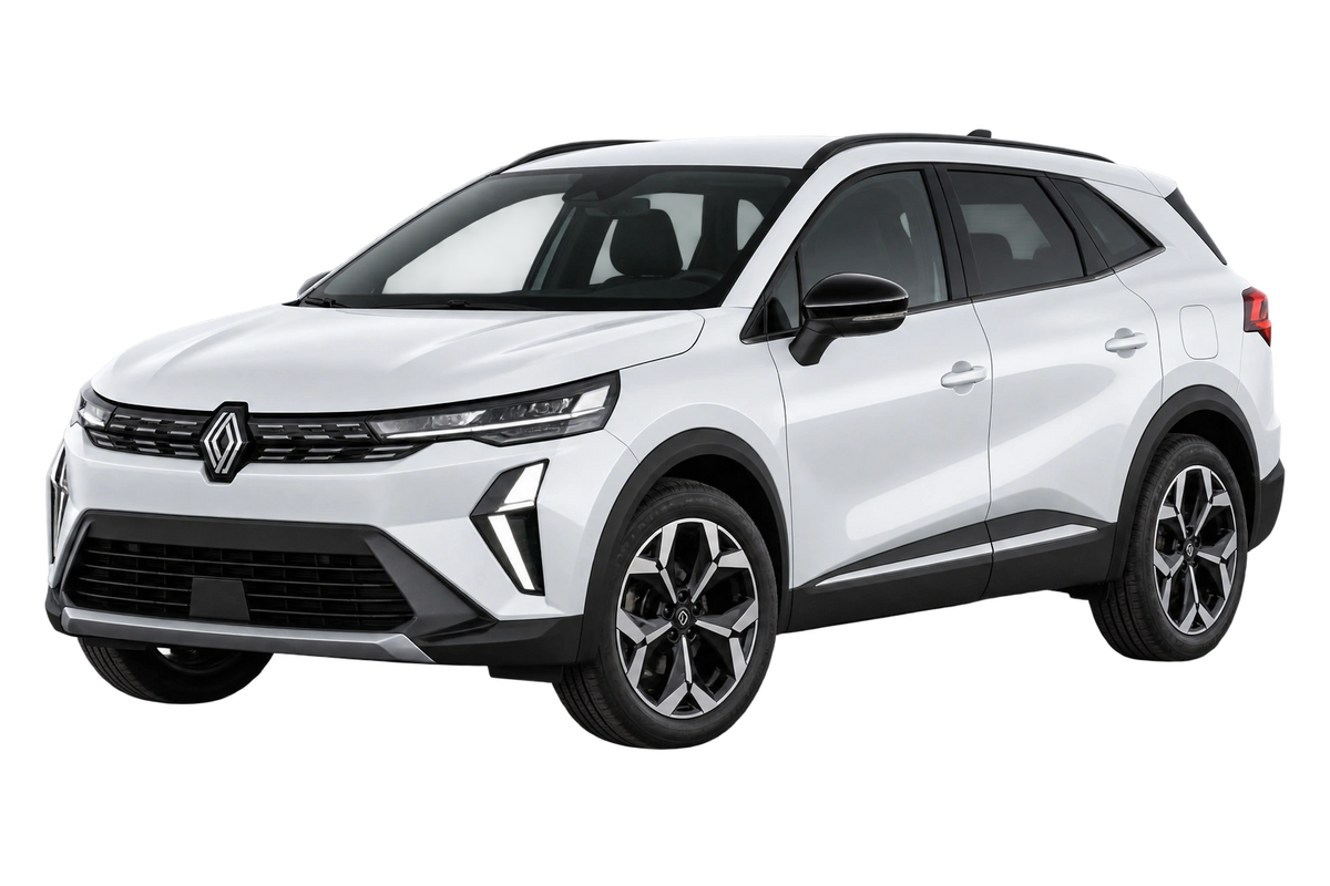 Witte Renault Symbioz RJB, schuin van voren