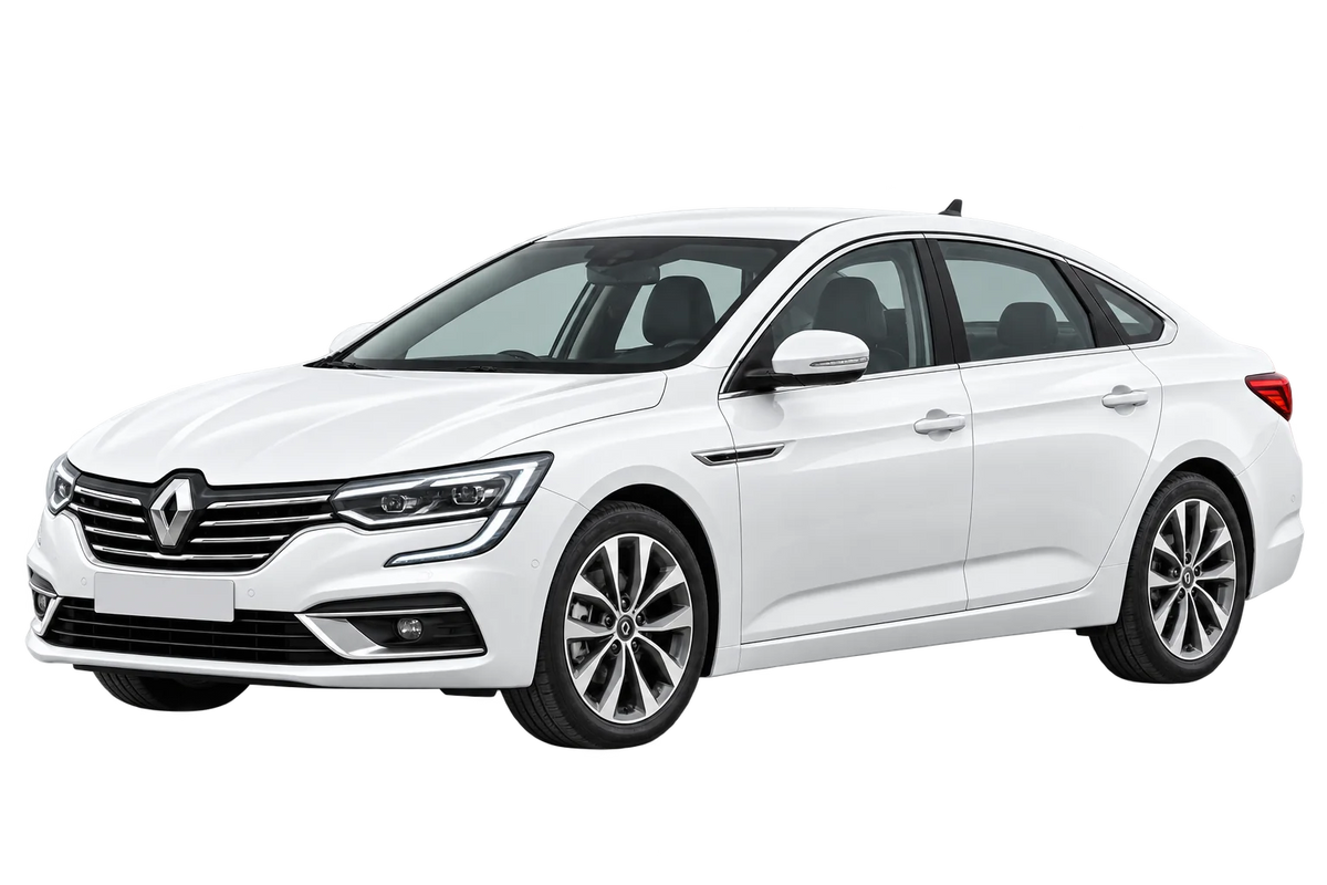 Witte Renault Talisman RFD Limousine Facelift 2020, schuin van voren