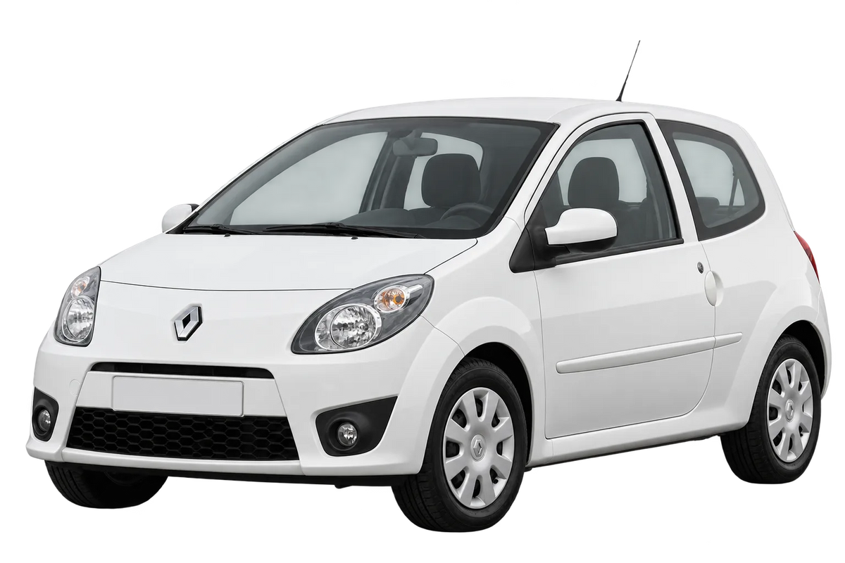 Witte Renault Twingo N, schuin van voren