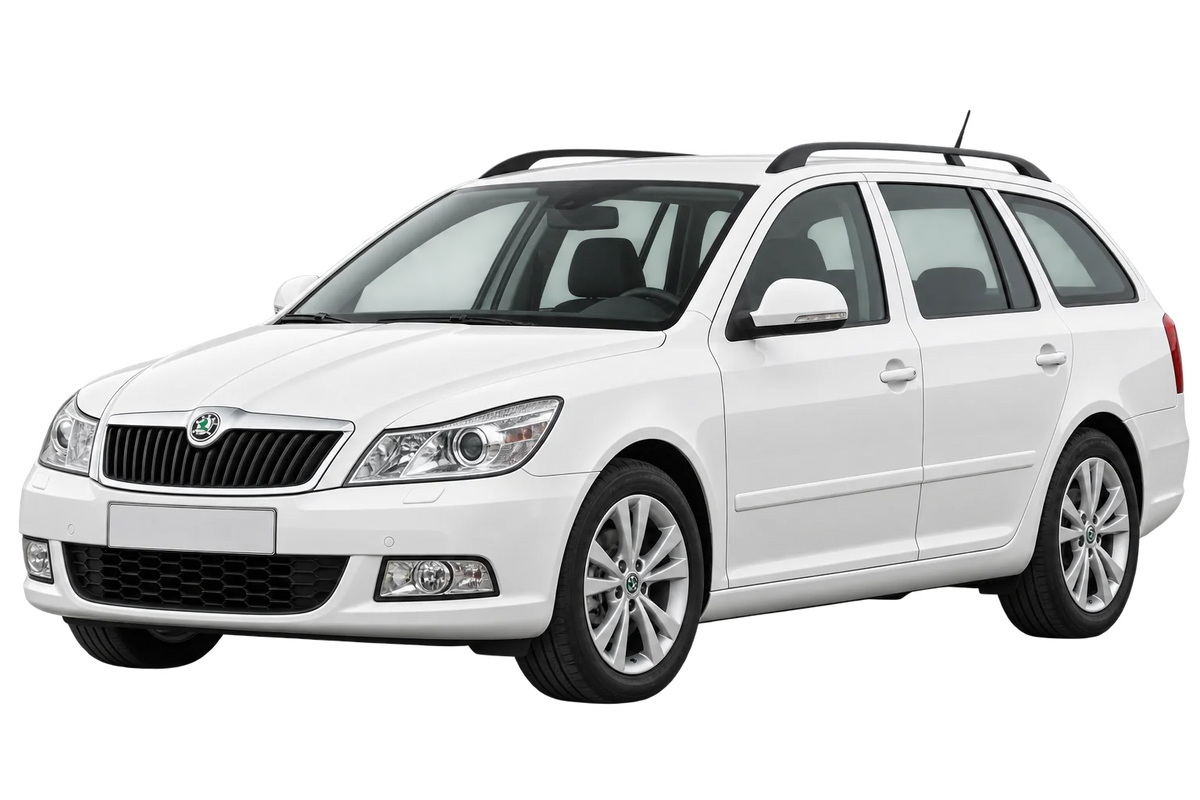 Witte Skoda Octavia 1Z Combi Facelift, schuin van voren