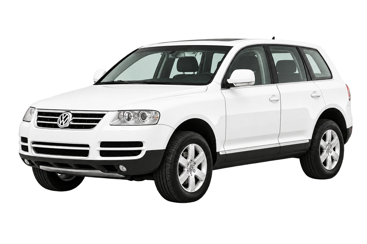 Witte Volkswagen Touareg 7L Con tirafondo 5x130, schuin van voren