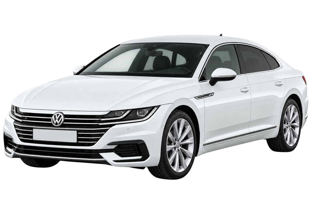 Witte Volkswagen Arteon 3H Limousine, schuin van voren