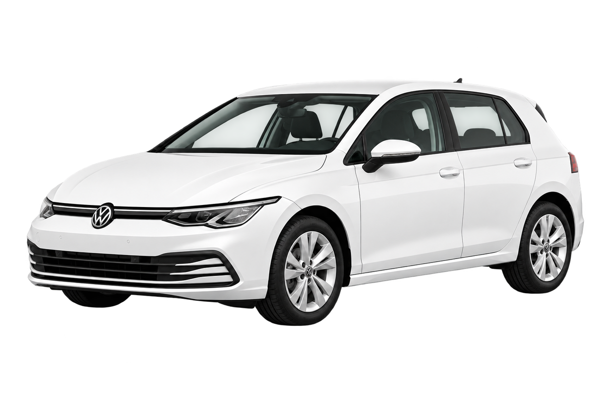 Witte Volkswagen Golf (VIII) CD, schuin van voren