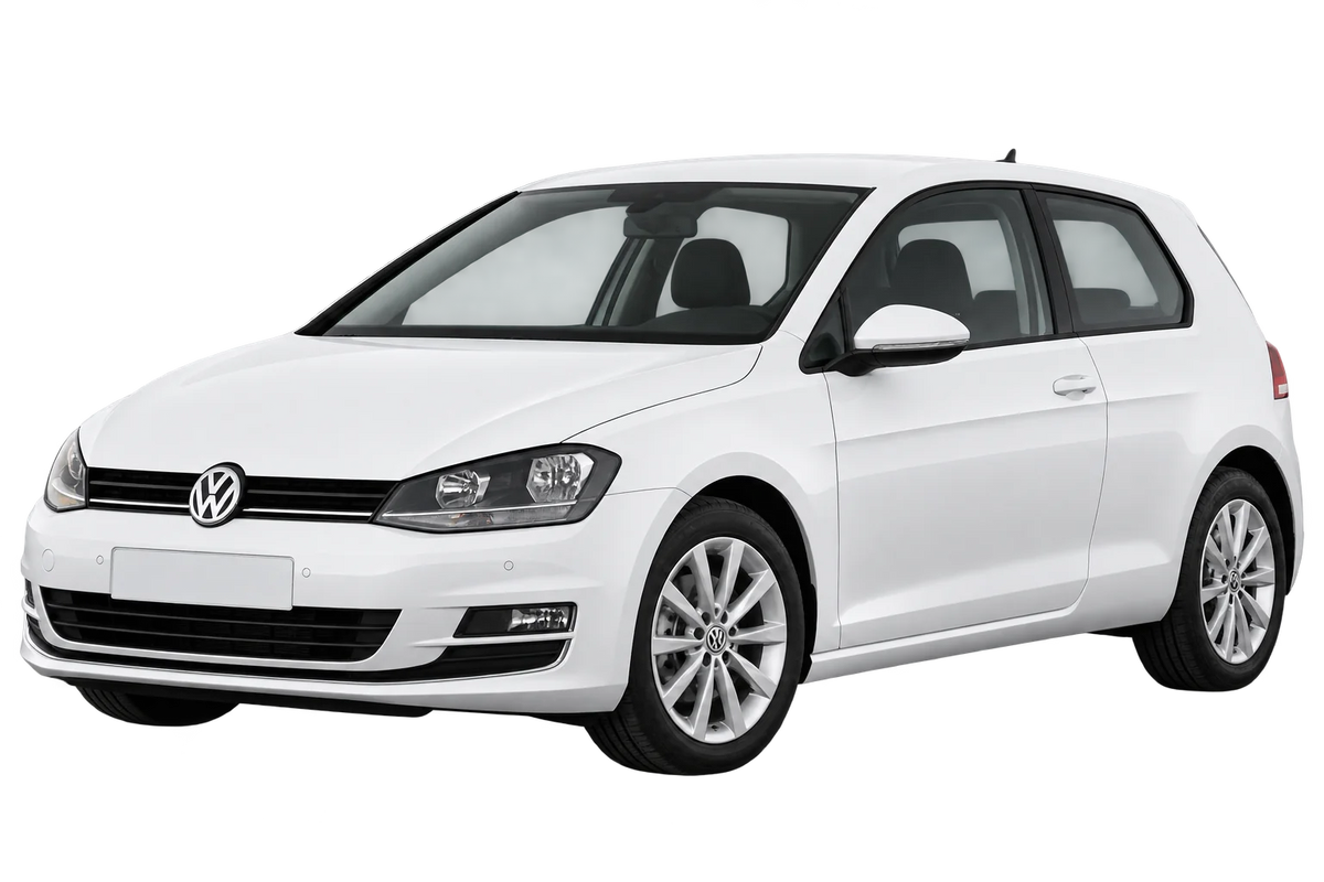 Witte Volkswagen Golf (VII) AU 3 porte asse posteriore a torsione, schuin van voren