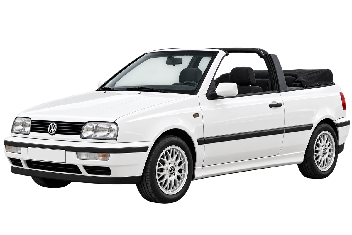 Witte Volkswagen Golf (III) 1EXO Cabriolet, schuin van voren
