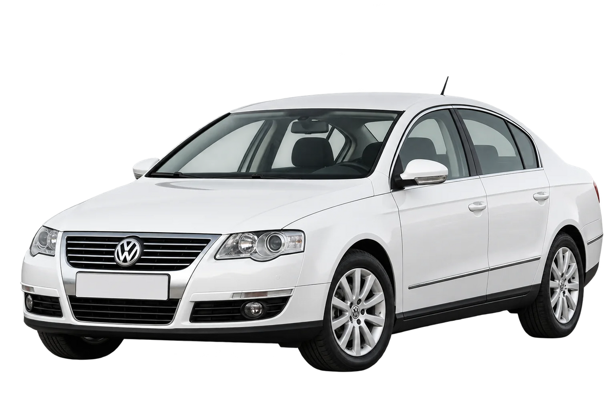 Witte Volkswagen Passat 3C, 3c Limousine, schuin van voren