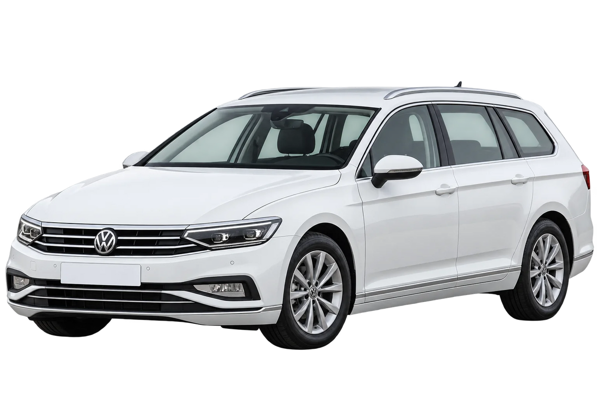 Witte Volkswagen Passat 3C (B8/3G) Variant Facelift 2019, schuin van voren