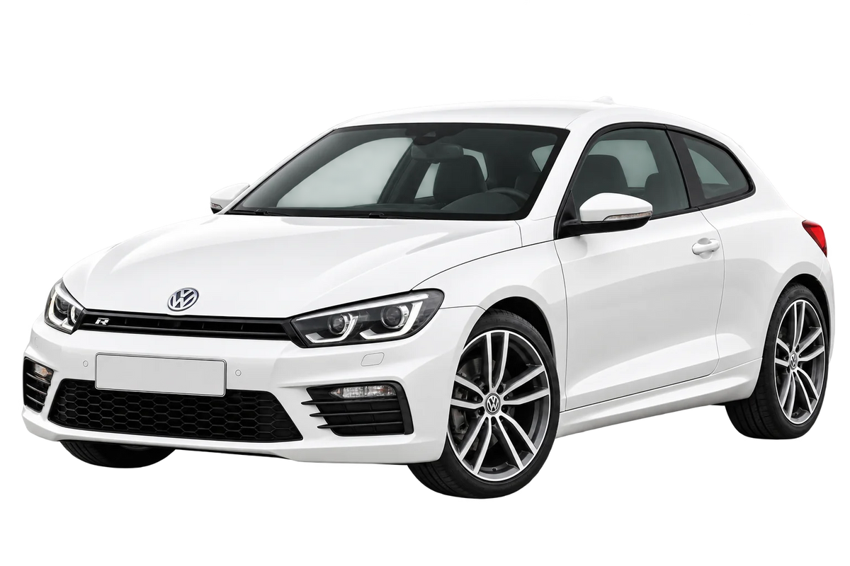 Witte Volkswagen Scirocco 13 Facelift 2015, schuin van voren