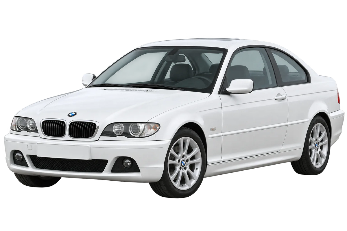 Witte BMW 3er Reihe 346C, 346R E46, schuin van voren