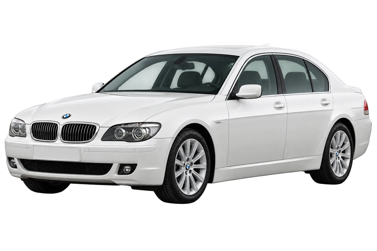 Witte BMW 7er Reihe 765 E65, schuin van voren