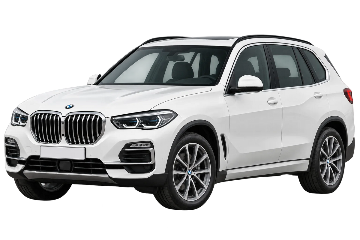 Witte BMW X5 G5X G05, schuin van voren