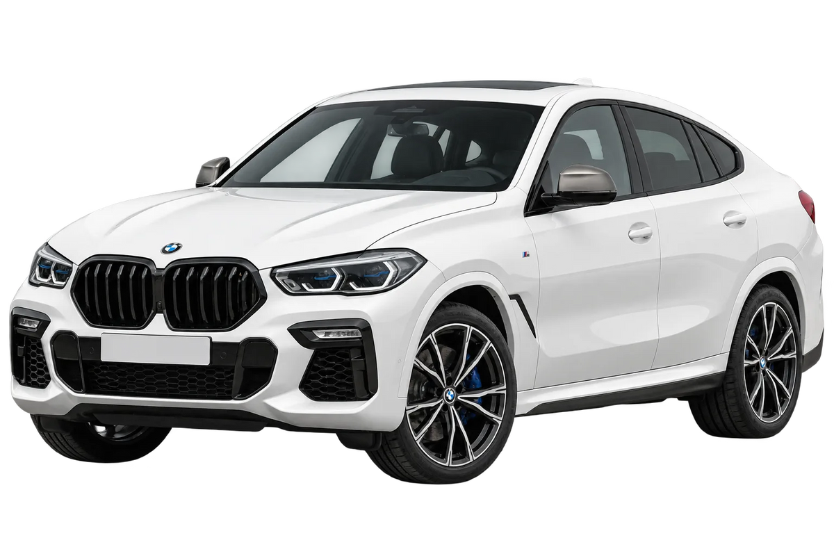 Witte BMW X6 M G6X G06, schuin van voren