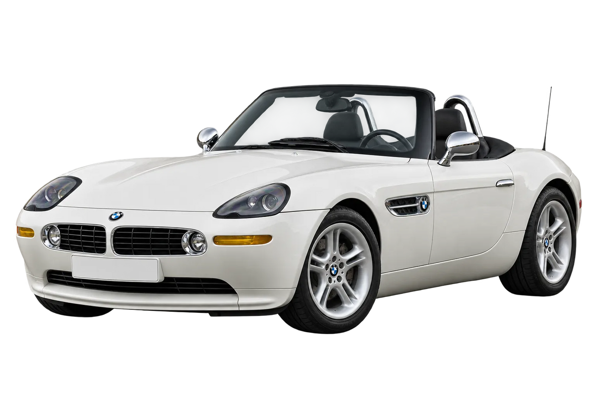Witte BMW Z8 Z52, schuin van voren