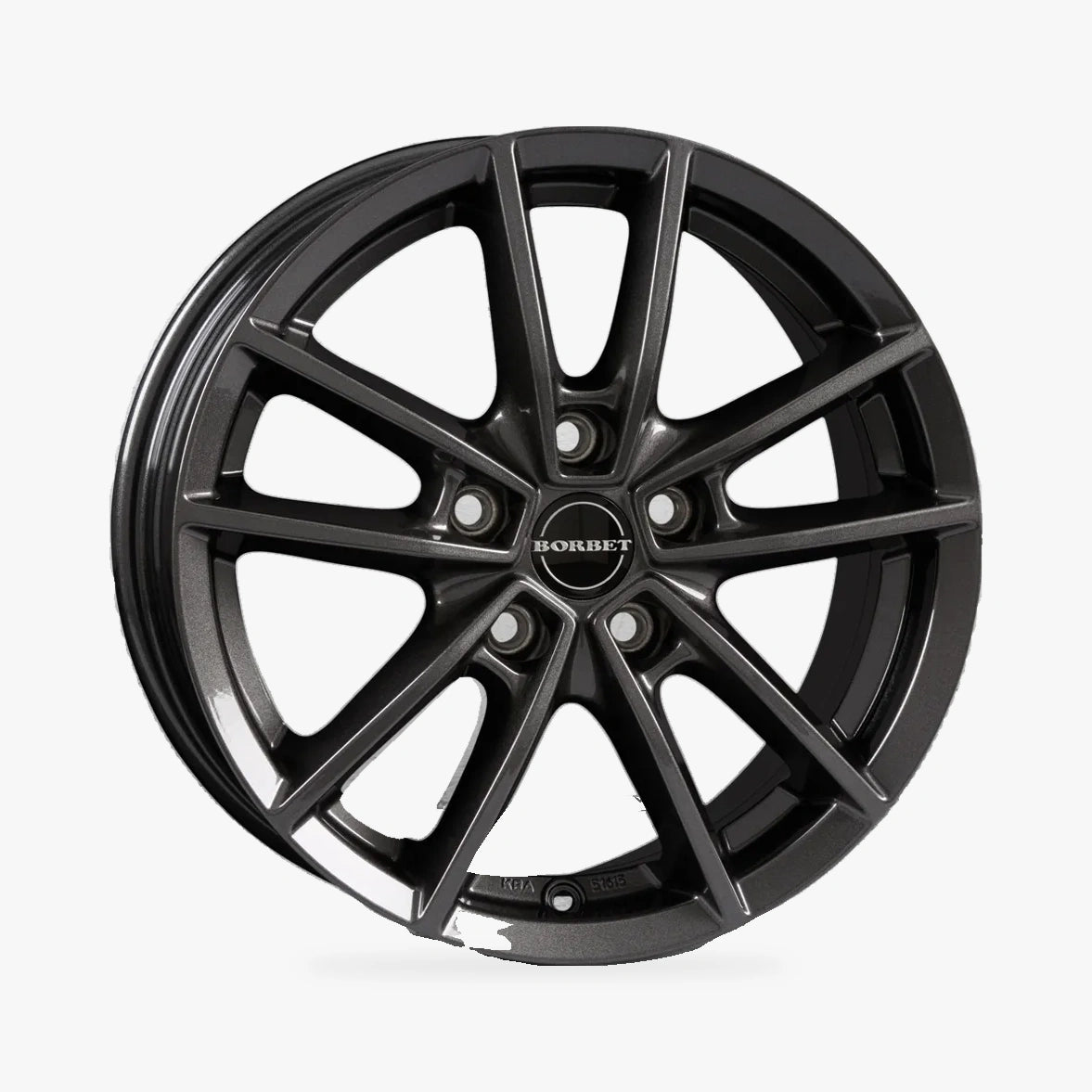 BORBET W Mistral Anthracite Glossy lichtmetalen velg in schuin driekwartaanzicht