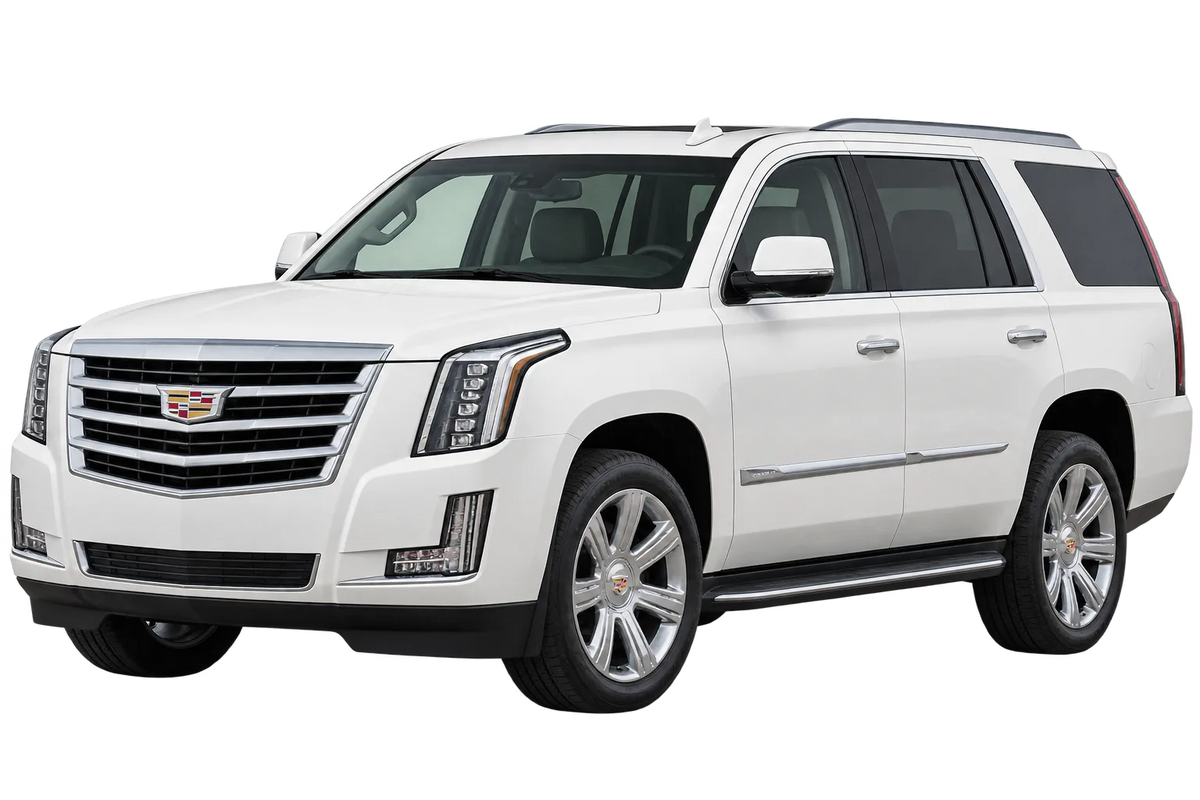 Witte Cadillac Escalade K2XX, schuin van voren
