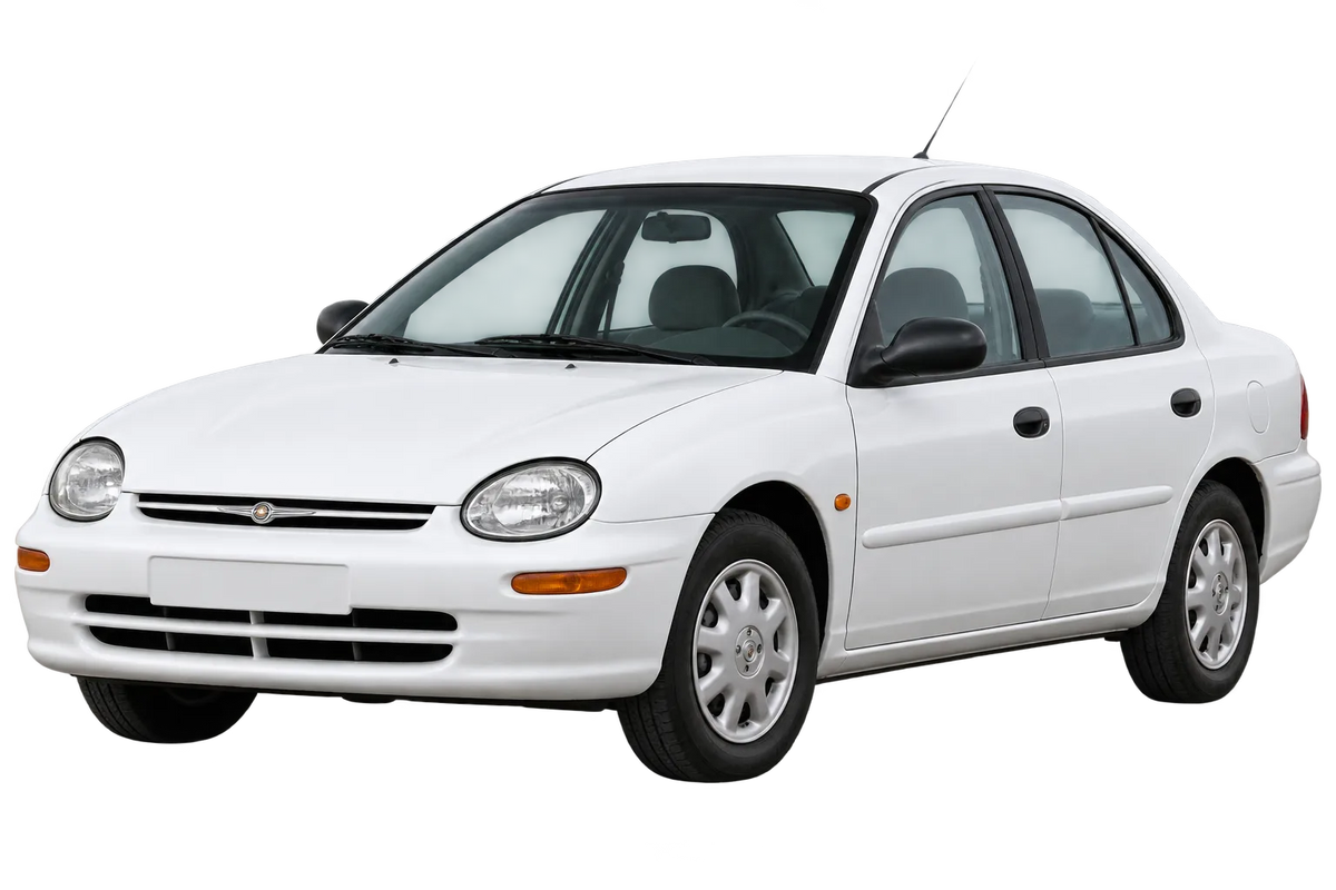 Witte Chrysler Neon PL (S.7.), schuin van voren
