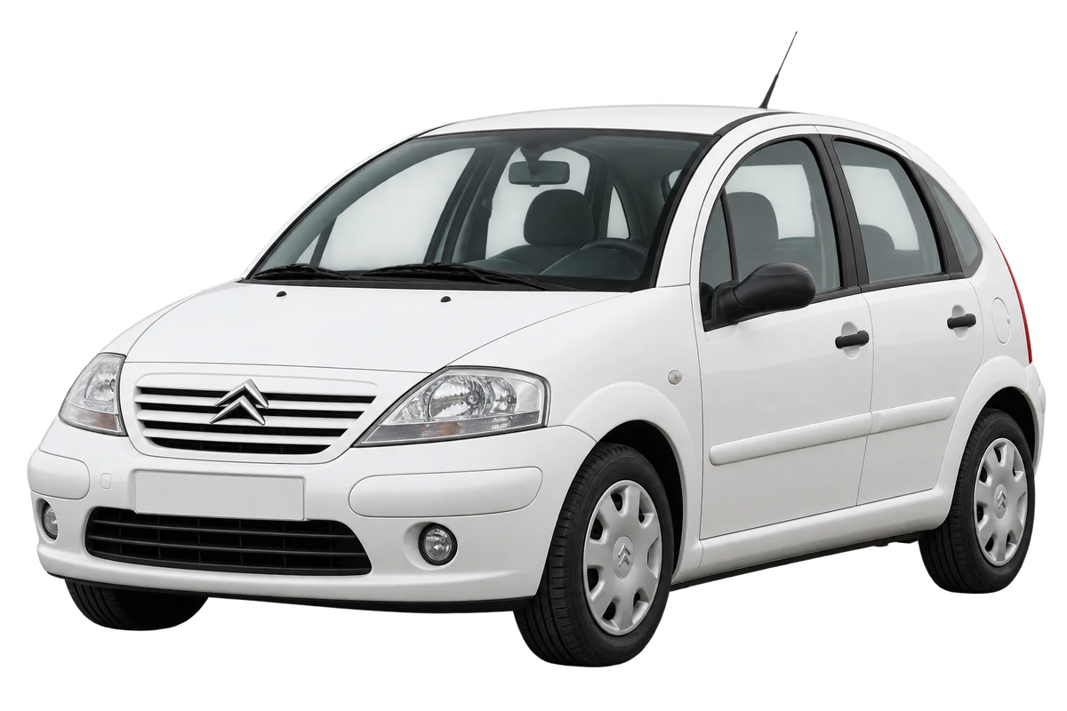Witte Citroen C3 F*...*, schuin van voren