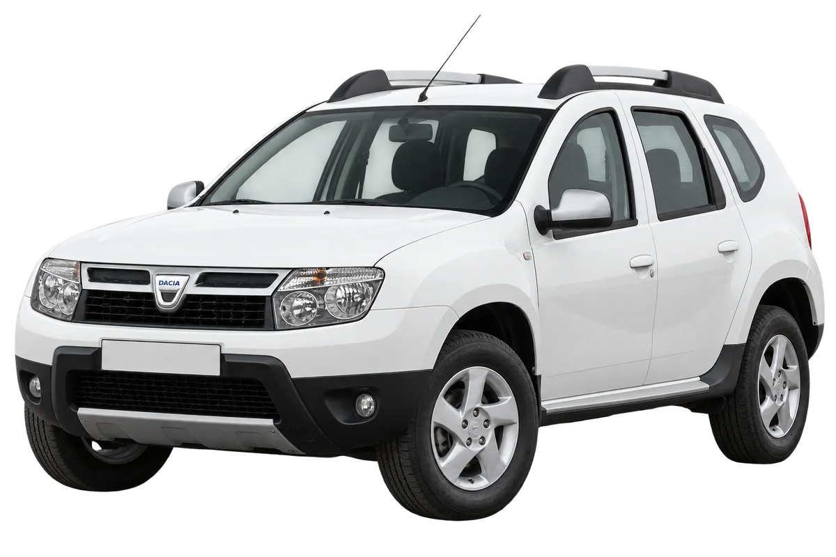 Witte Dacia Duster SD/SR 2WD, schuin van voren