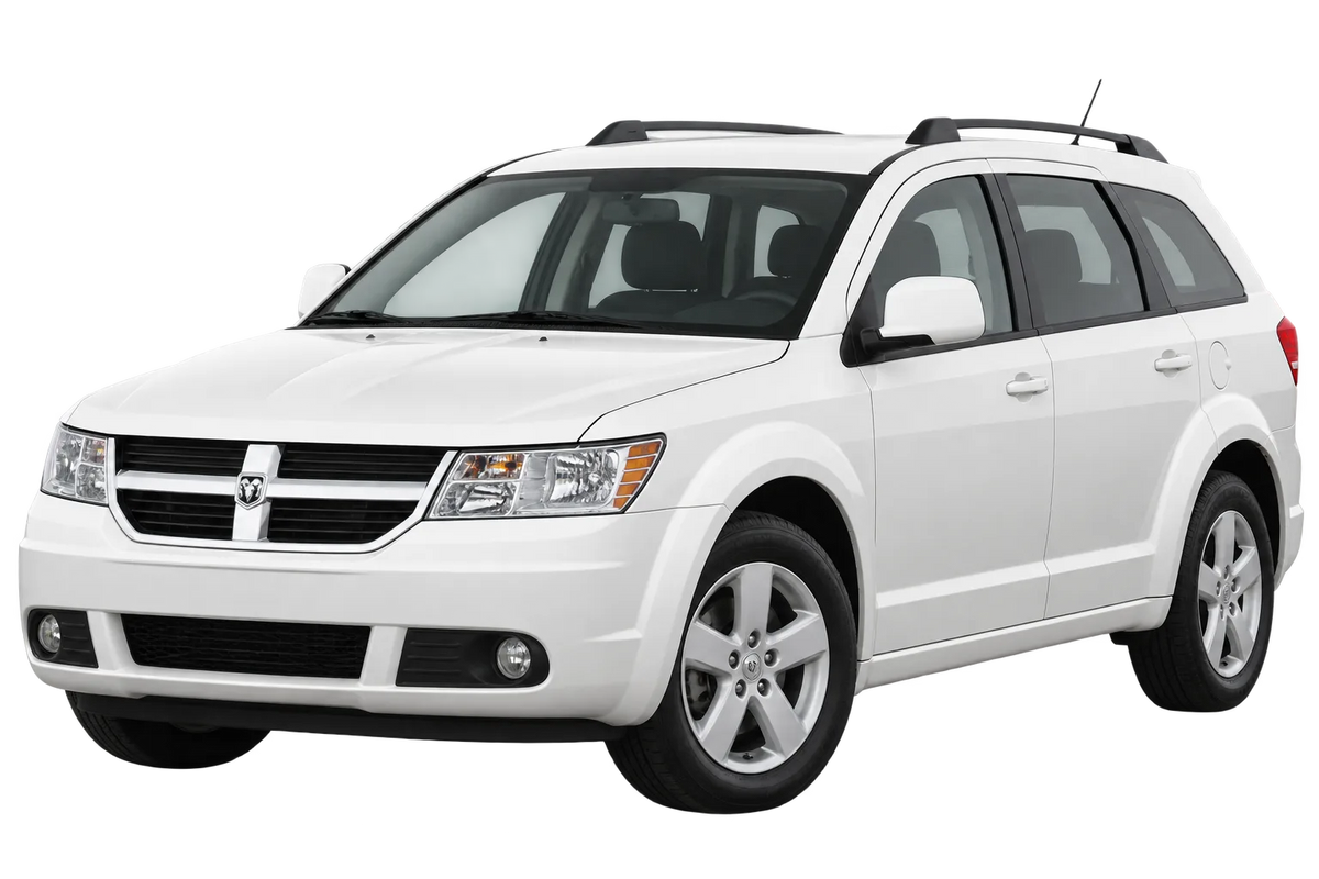 Witte Dodge Journey JC, schuin van voren