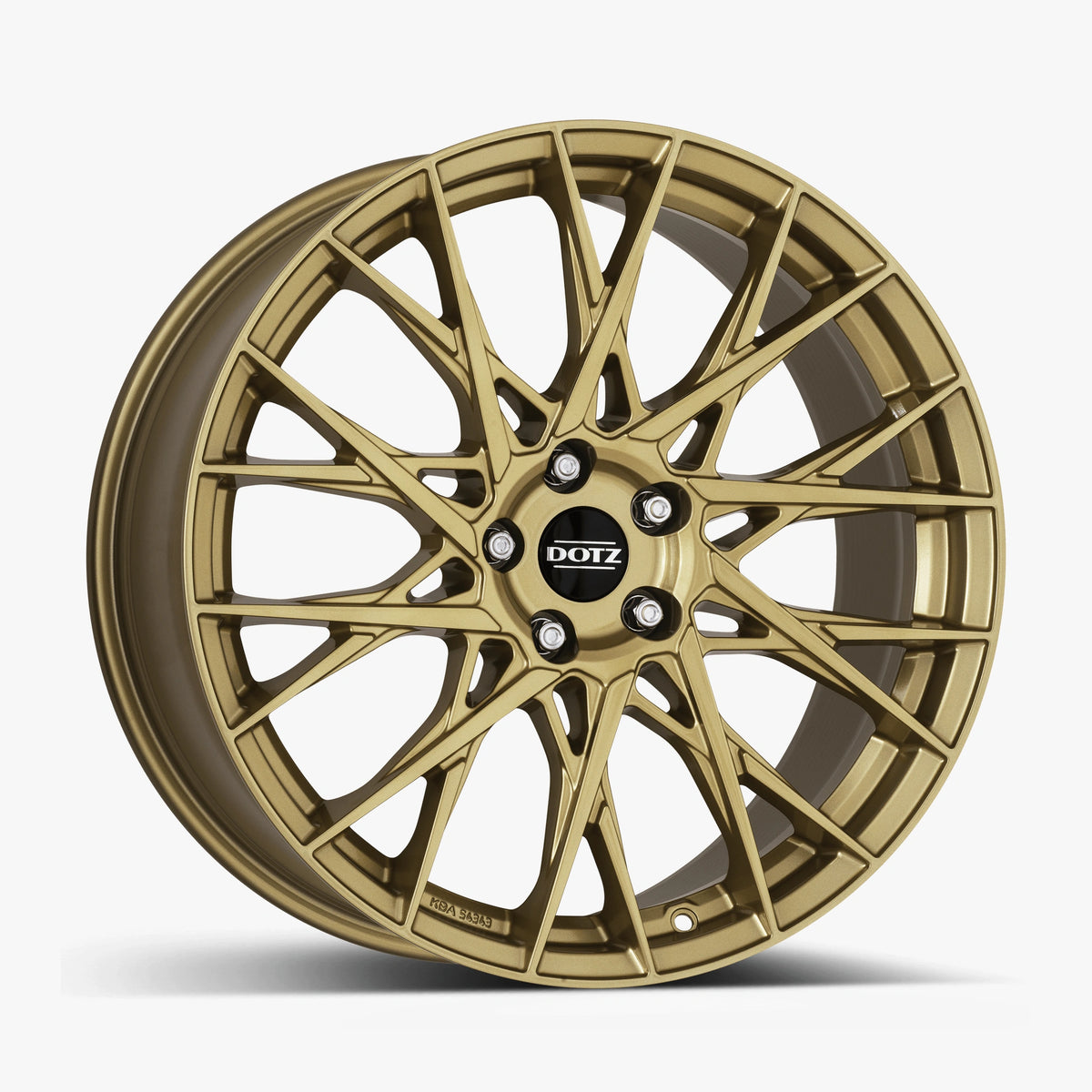 DOTZ FUJI GOLD Gold lichtmetalen velg in schuin driekwartaanzicht