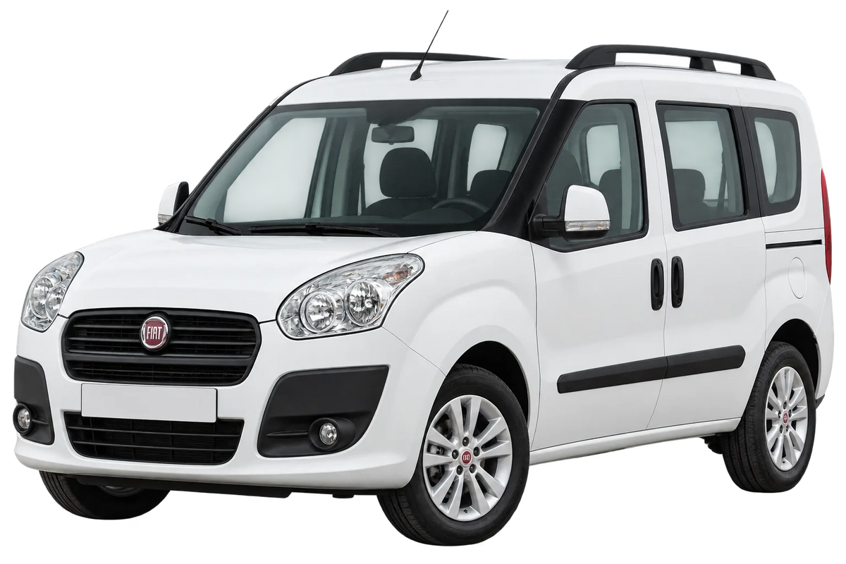 Witte Fiat Doblo 263, schuin van voren