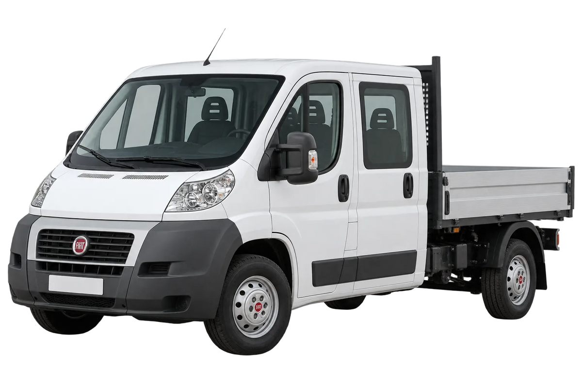 Witte Fiat Ducato 250, 250L, schuin van voren