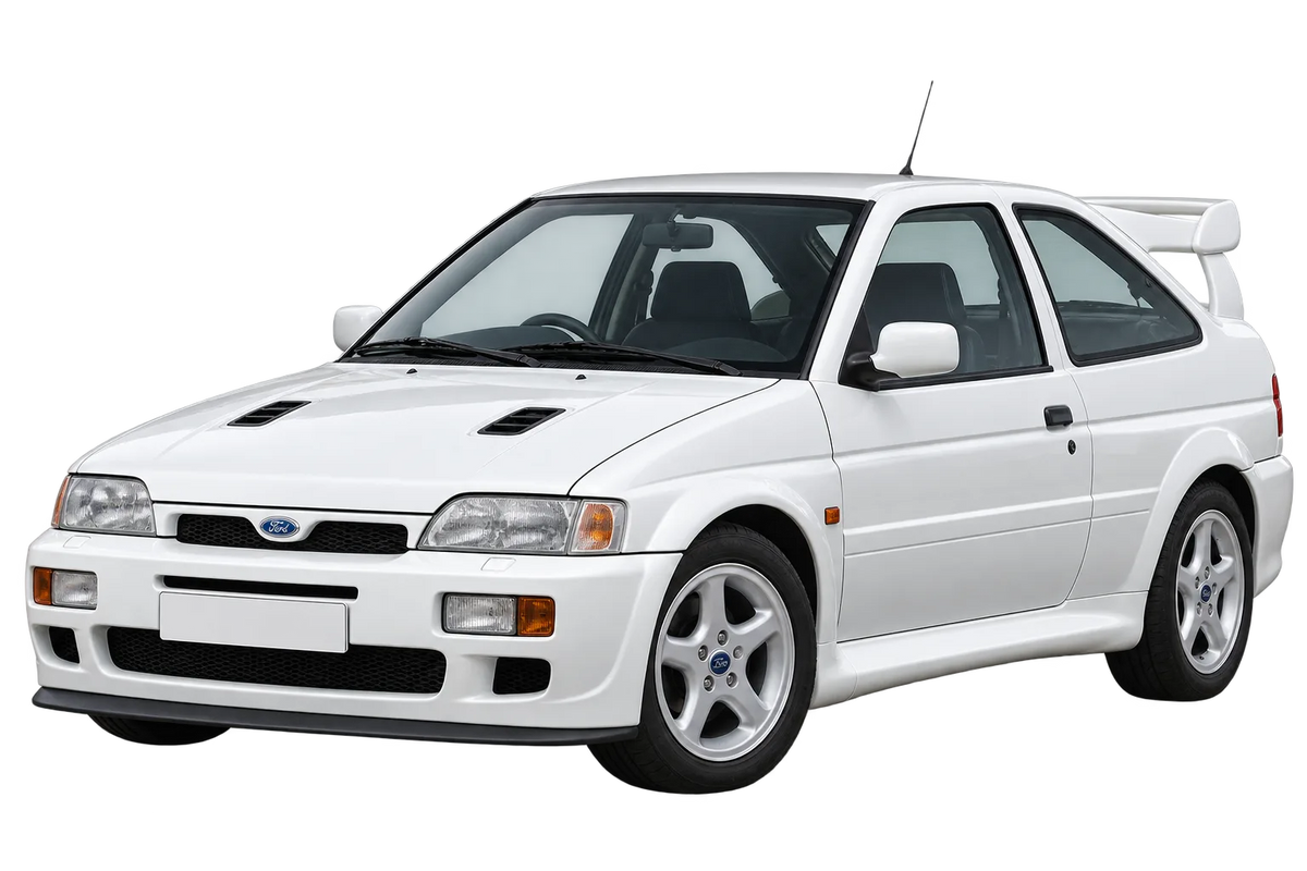 Witte Ford Escort ABLC4, schuin van voren