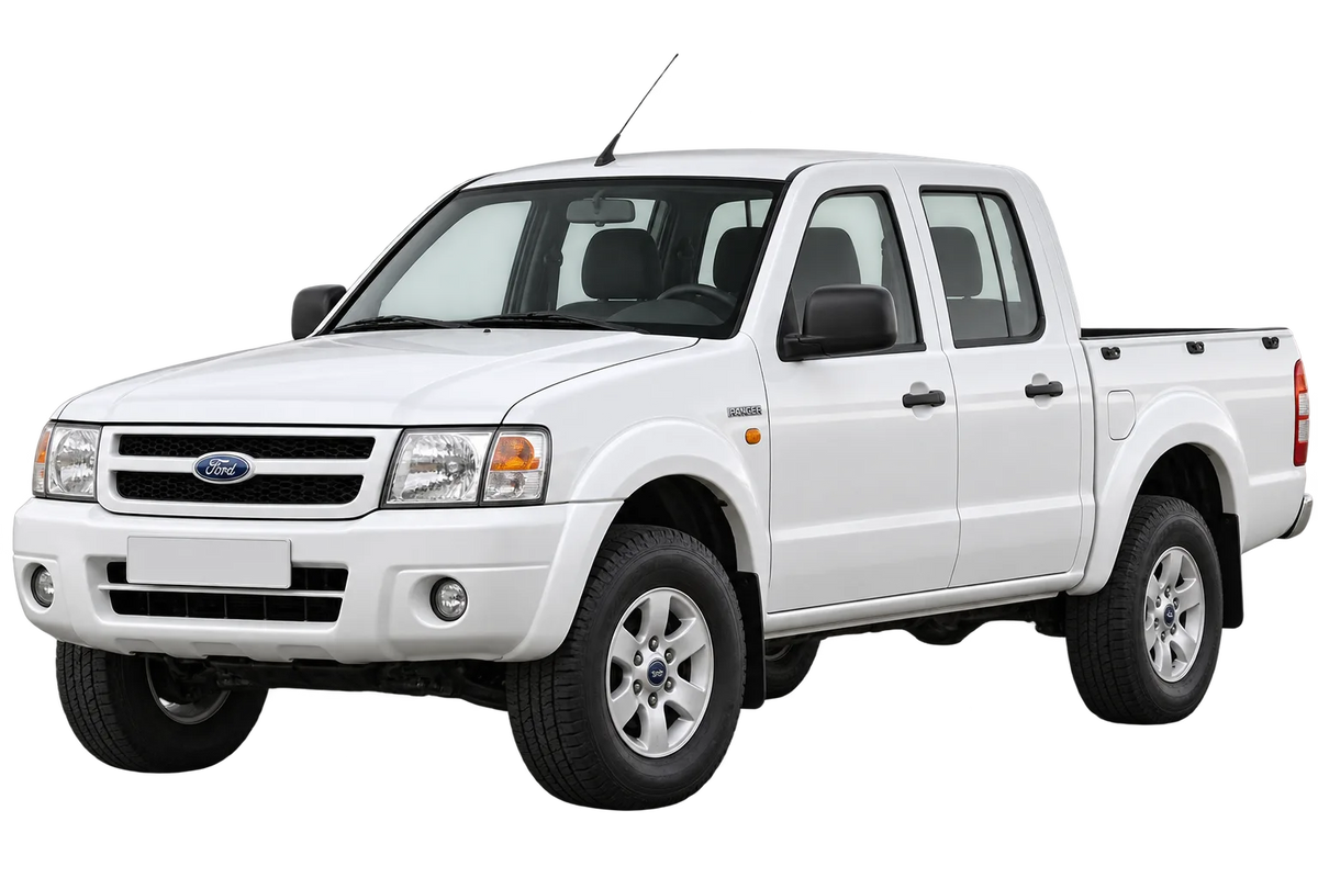 Witte Ford Ranger 2AW, schuin van voren