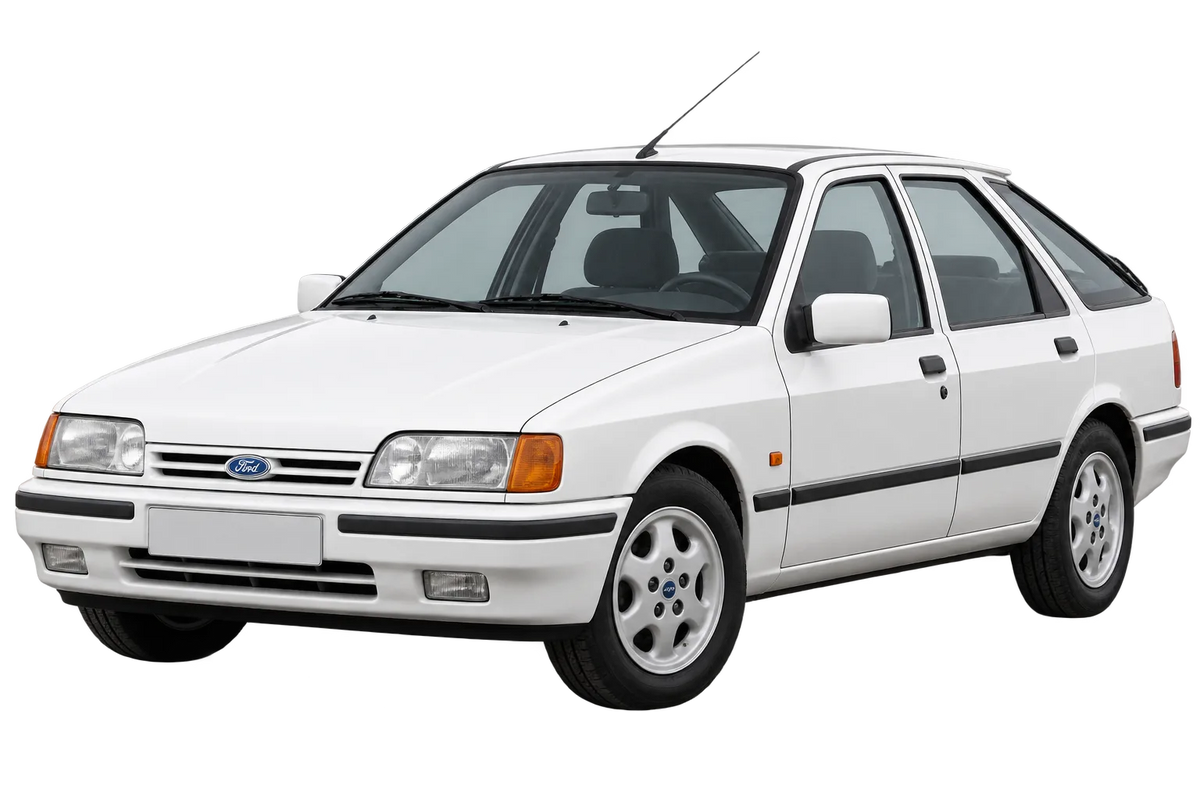 Witte Ford Sierra GBG4, schuin van voren