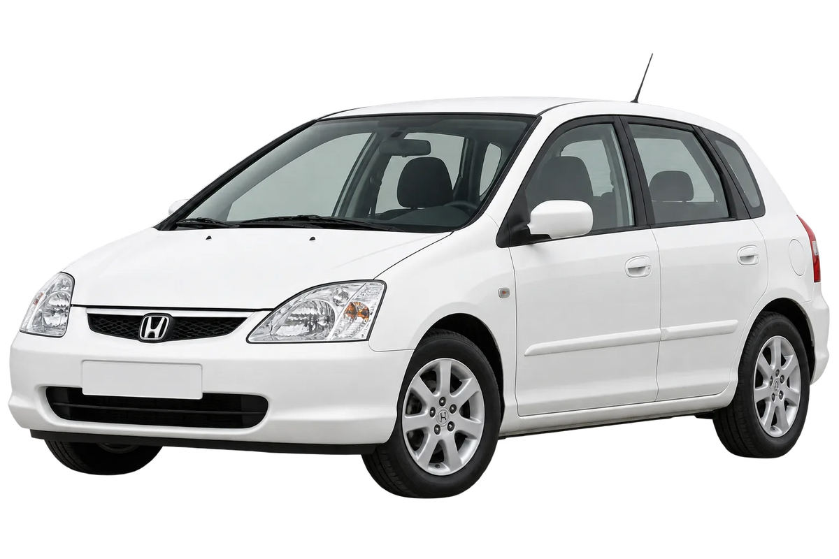Witte Honda Civic EU5,-6,-7,-8,-9, schuin van voren