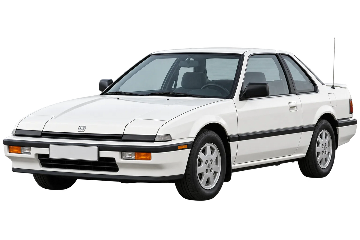 Witte Honda Prelude AB, schuin van voren