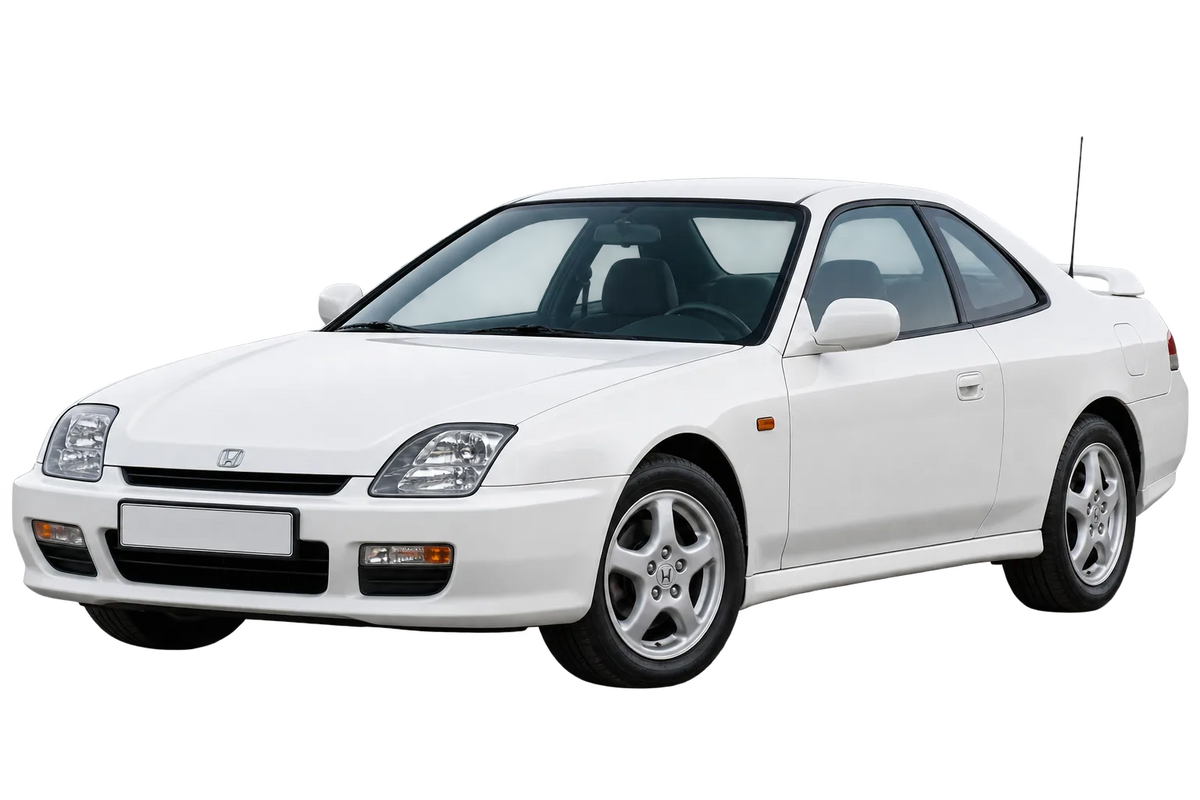 Witte Honda Prelude BB9, schuin van voren