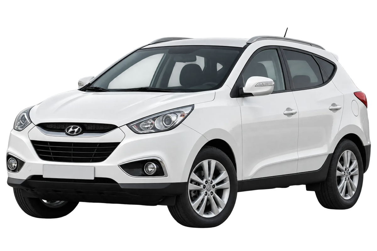 Witte Hyundai ix35 EL, ELH, LM, schuin van voren