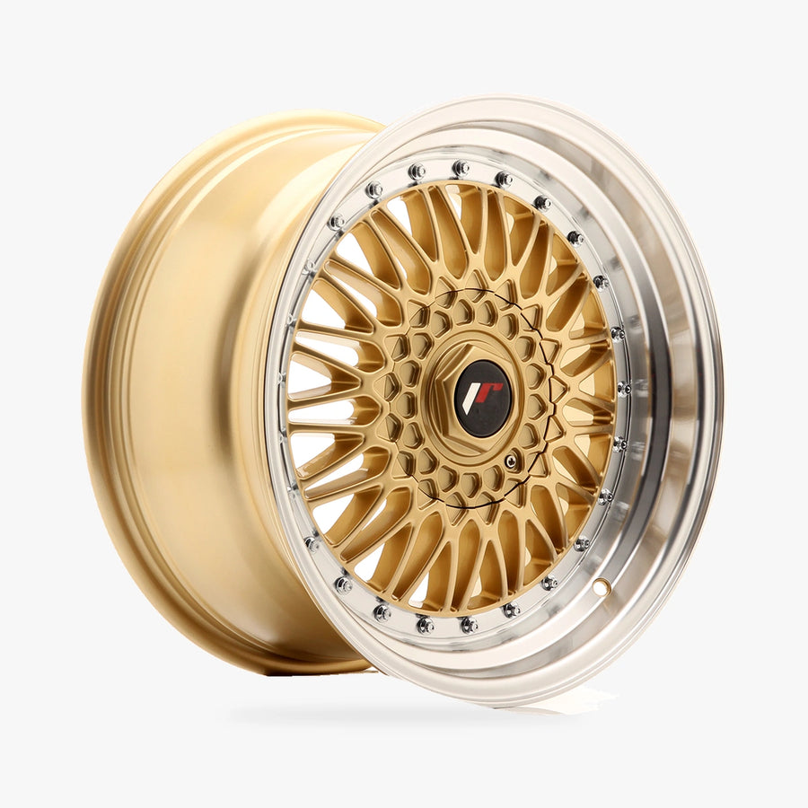 JAPAN RACING WHEELS JR9 Gold lichtmetalen velg in schuin driekwartaanzicht