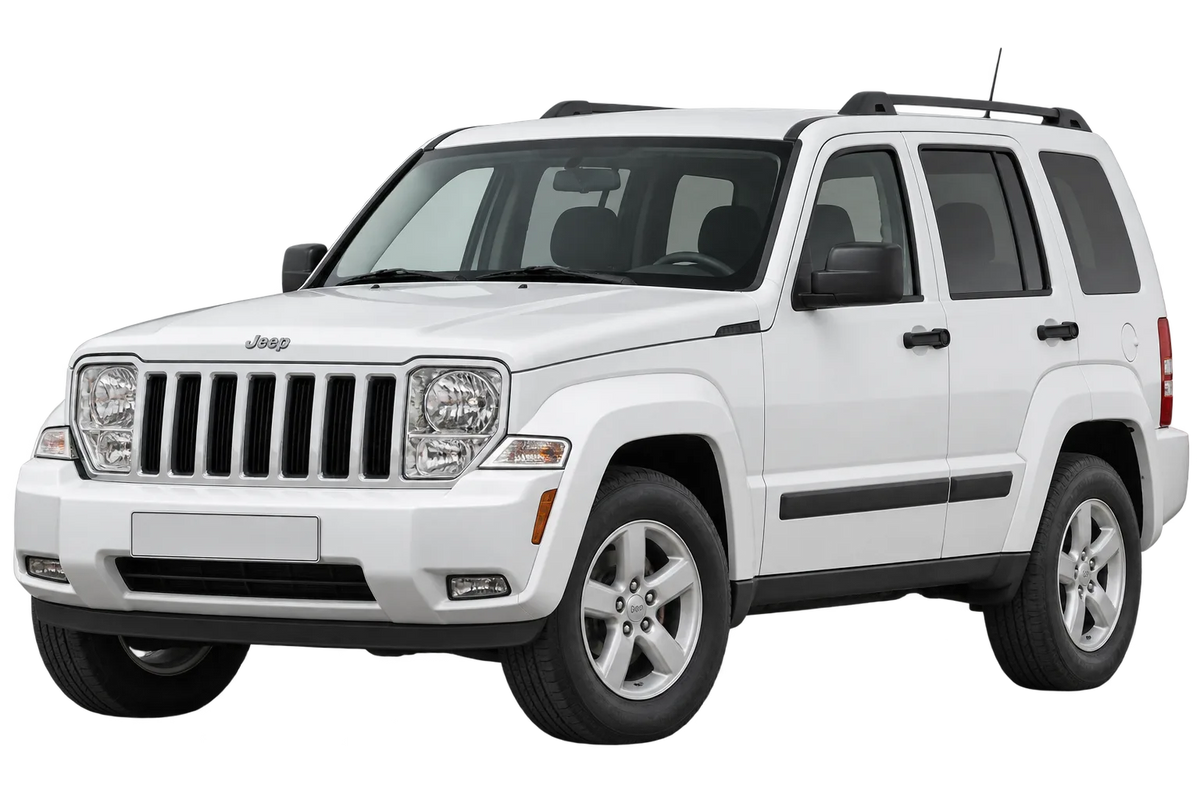 Witte Jeep Cherokee KK, schuin van voren