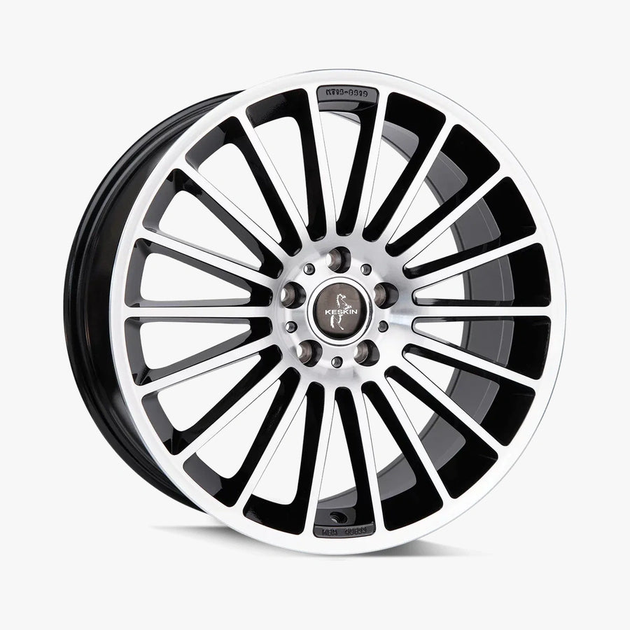 KESKIN KT15 SPEED Black Front Polish (BFP) lichtmetalen velg in schuin driekwartaanzicht