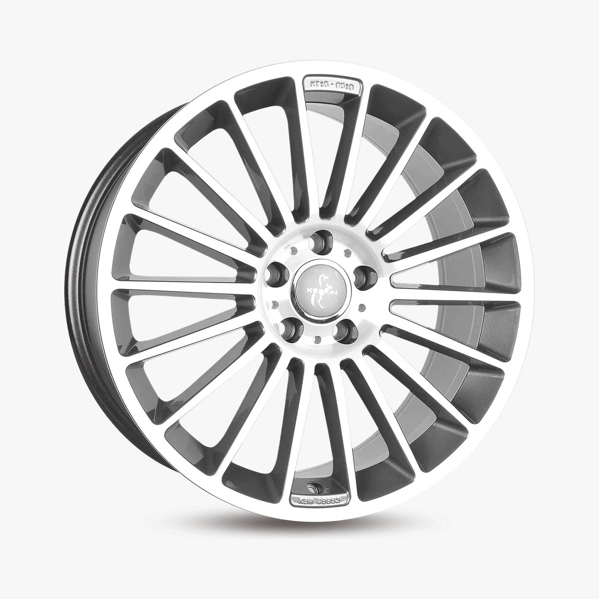 KESKIN KT15 SPEED Palladium Front Polish (PFP) lichtmetalen velg in schuin driekwartaanzicht