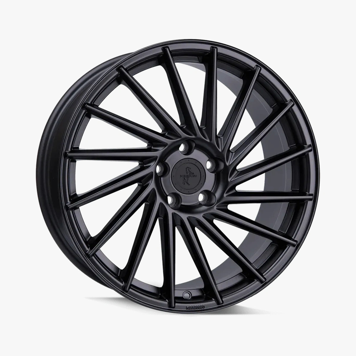 KESKIN KT17 HURRICANE Matt Black Painted (MBP) lichtmetalen velg in schuin driekwartaanzicht