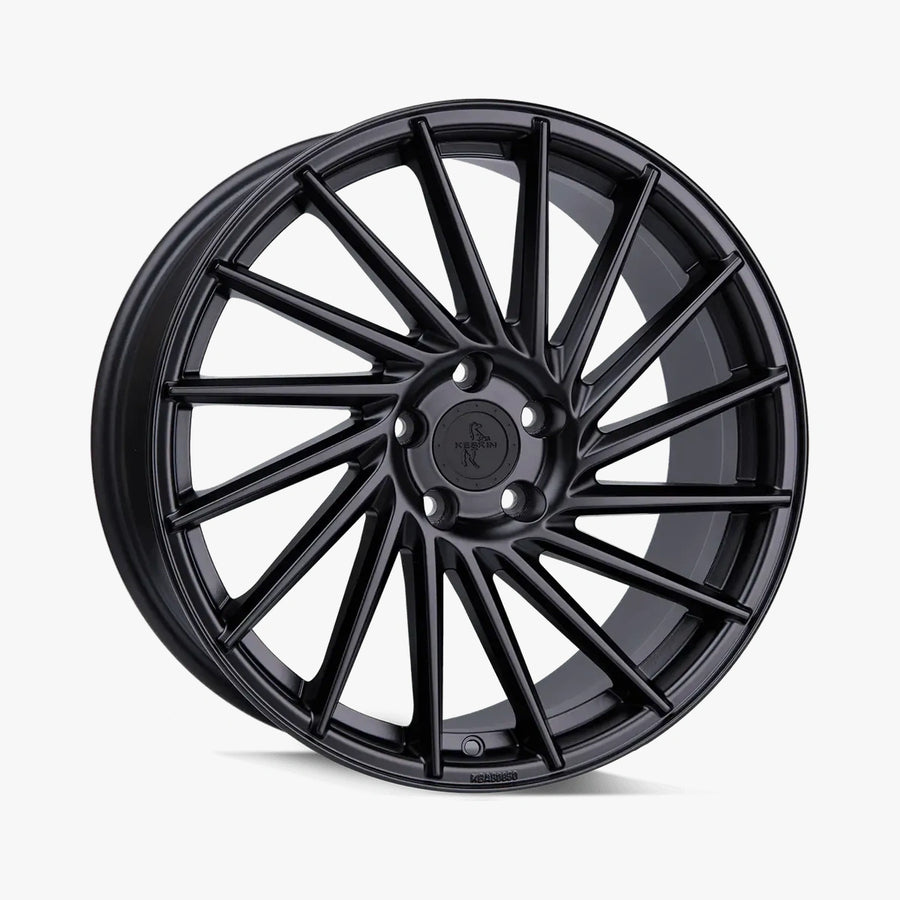 KESKIN KT17 HURRICANE Matt Black Painted (MBP) lichtmetalen velg in schuin driekwartaanzicht