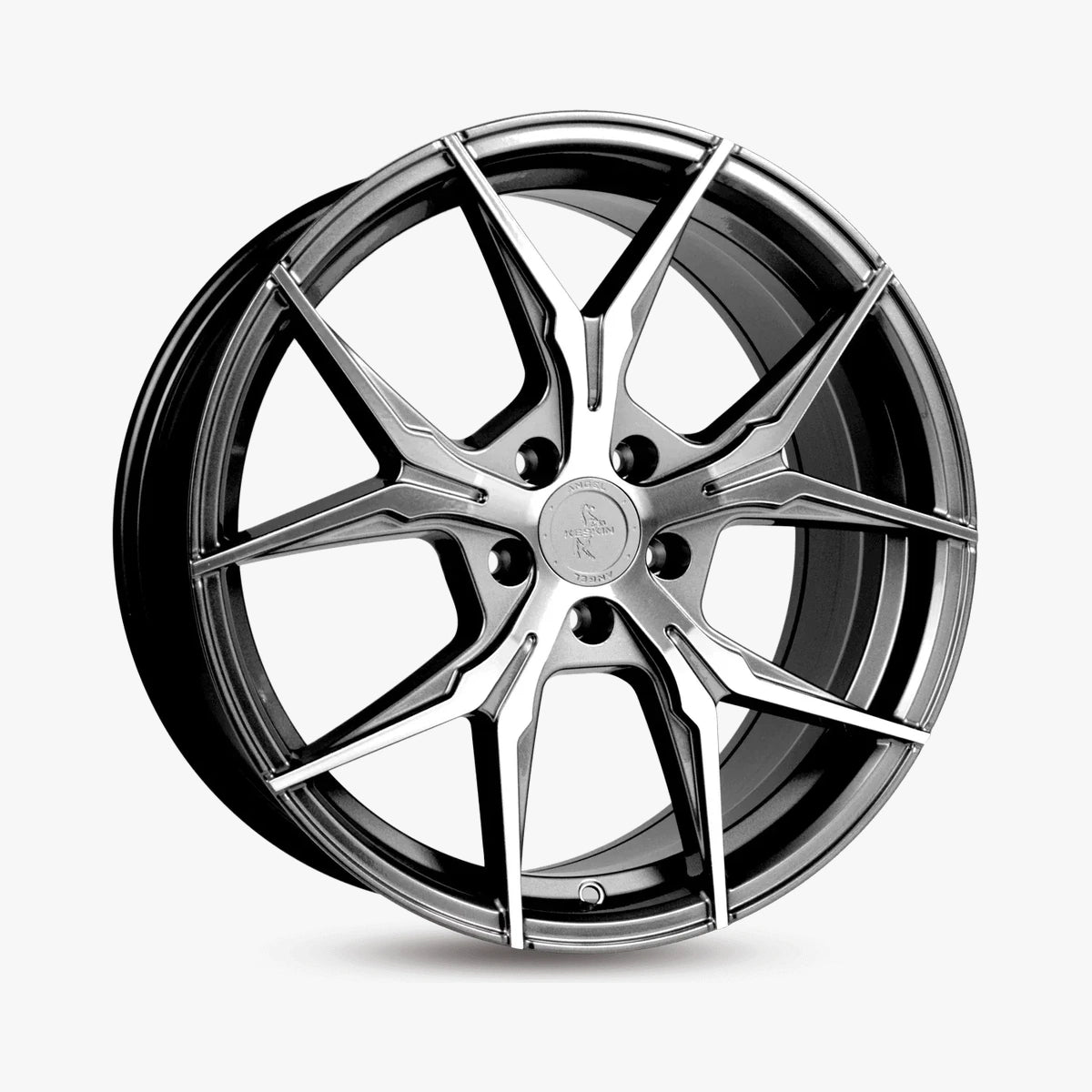 KESKIN KT19 ANGEL Palladium Front Polish (PFP) lichtmetalen velg in schuin driekwartaanzicht