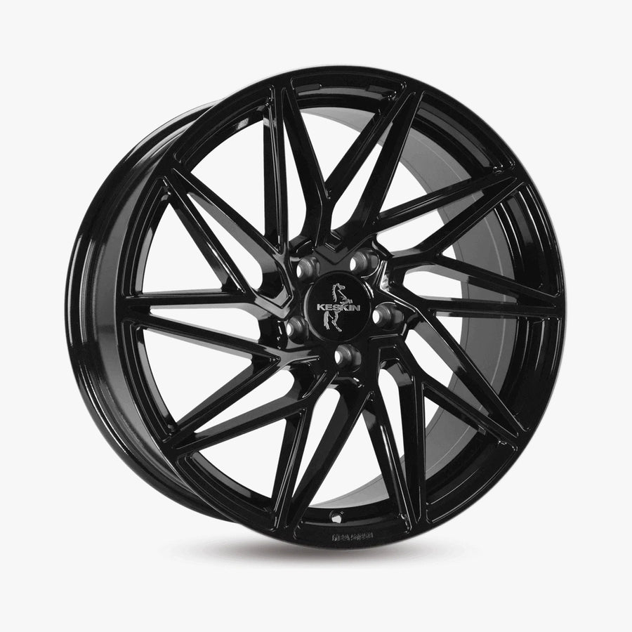 KESKIN KT20 FUTURE Black Painted (BP) lichtmetalen velg in schuin driekwartaanzicht