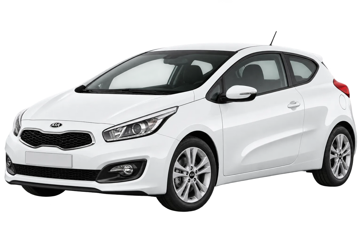 Witte Kia cee'd JD pro_cee'd Coupé / Limousine / SW Kombi, schuin van voren