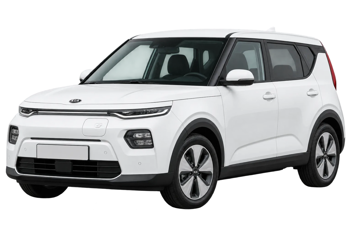 Witte Kia Soul SK3 e-Soul, schuin van voren